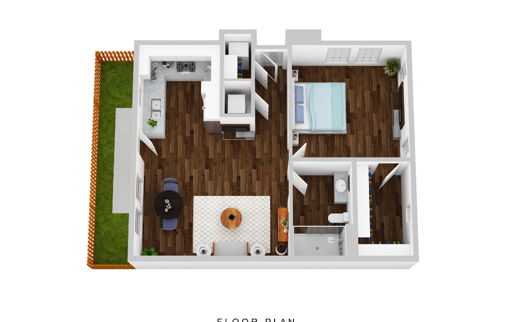 A1 - 1 bedroom floorplan layout with 1 bathroom and 709 square feet