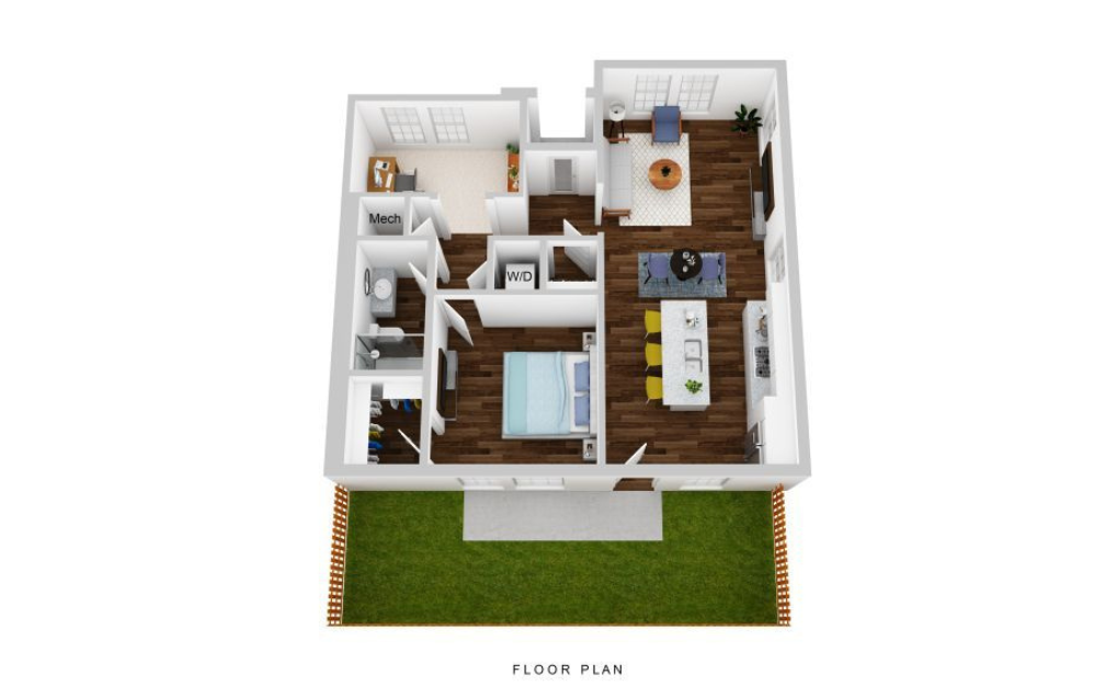 A2 - 1 bedroom floorplan layout with 1 bathroom and 833 square feet